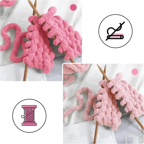 Miniatura 3 de MABOZOO Paquete de 8 ovillos de hilo grueso surtido para crochet - Chenilla jumbo esponjosa, hilo suave y voluminoso para tejer a mano o con los Rojo