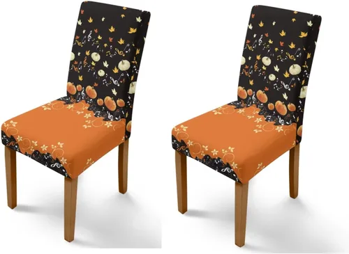 Miniatura 95 de Rnyleeg Thanksgiving Chair Covers for Living Room No Arms Turkey Pumpkin Stretch Dining Chair Covers Set of 6 Soft Washable Kitchen Chair Protector