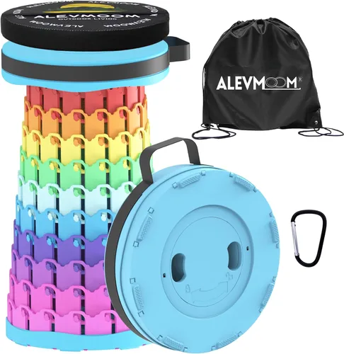 Miniatura 11 de ALEVMOOM Taburete plegable XXL mejorado de 19.7 pulgadas con cojín, taburete telescópico portátil, capacidad de 1000 libras, silla plegable