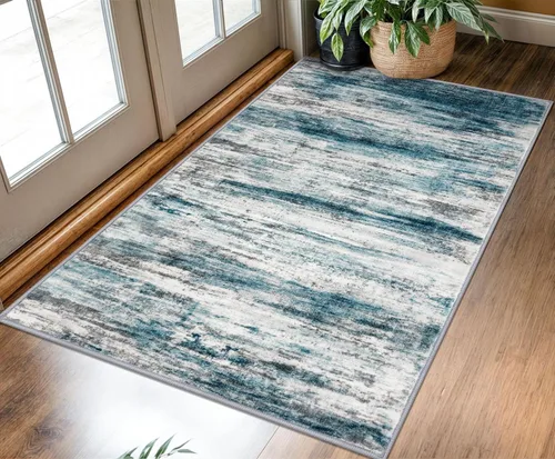 Miniatura 170 de KOZYFLY – Alfombra de pasillo moderna y lavable de diseño abstracto verde, 2 x 5 pies, antideslizante, suave y de pelo corto, ideal para cocina