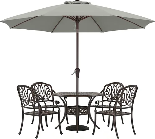 ABCCANOPY Sombrilla de patio al aire libre de 9 pies, sombrilla de mesa de 8 varillas con manivela para una fácil instalación, adecuada para jardín,
