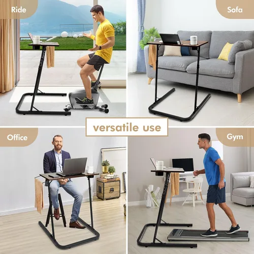 Miniatura 6 de ikkle Escritorio ajustable para entrenamiento de bicicleta, estación de trabajo portátil, escritorio de pie para ciclismo interior y entrenador