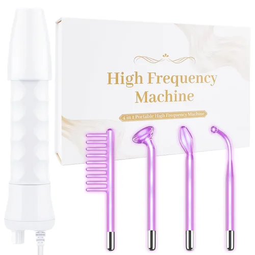 Miniatura 7 de Uaike - Varita facial de alta frecuencia, portátil, de mano, de alta frecuencia, con 4 tubos de vidrio naranja, dispositivo de varita facial
