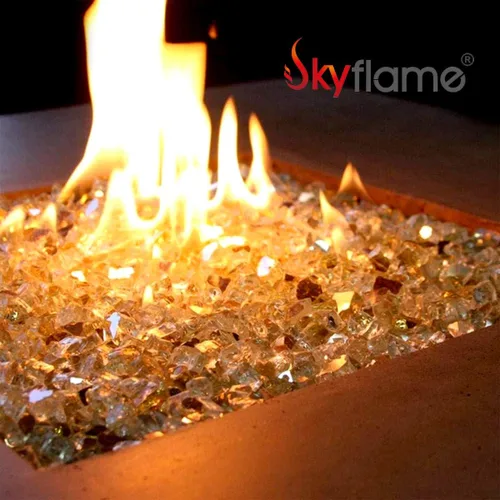 Miniatura 6 de Skyflame Vidrio de fuego de alto brillo de 20 libras para paisajismo de chimeneas, 1/2 pulgada azul cobalto reflectante y dorado reflectante
