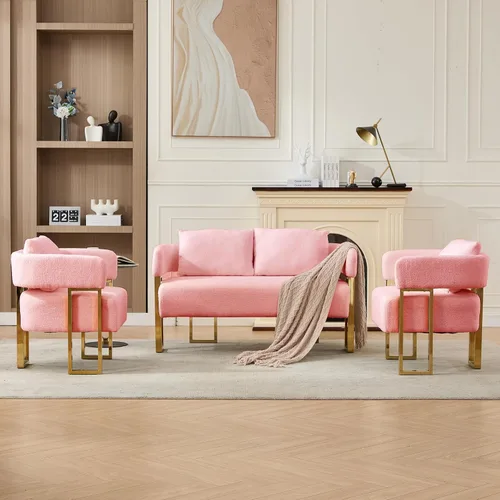 Miniatura 11 de YITAI Sofá Loveseat Moderno Sillas de Acento sin Ruedas, Sillas Laterales para Sala de Estar con Patas de Metal Dorado, Sillones de Lectura
