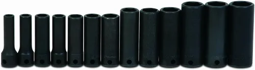 Williams JHWMS-12-13H SUPERTORQUE - Juego de llaves métricas de impacto profundo de 6 puntos, 13 piezas, 3/8 pulgadas, acabado industrial negro,