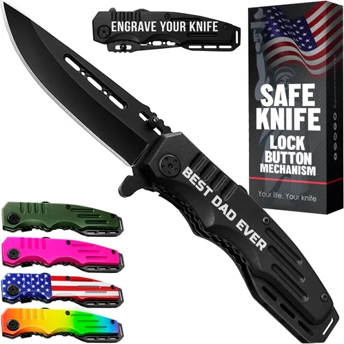 Miniatura 11 de Cuchillo de bolsillo con bloqueo de seguridad para mujeres - Cuchillo asistido por resorte, cuchillos lindos - Accesorio de herramienta de 2. Rosa
