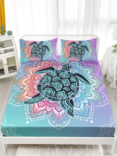 Miniatura 2 de HOSIMA Juego de sábanas bajeras con temática de tortuga marina, diseño de playa costera, para decoración de habitación de niños, adolescentes