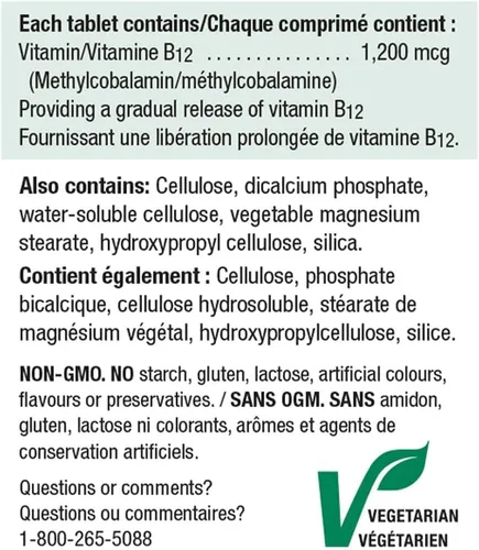 Miniatura 2 de Jamieson Vitamina B12 1200mcg liberación cronometrada, 200 tabletas
