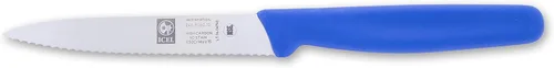 Miniatura 8 de ICEL Cuchillo de pelar de 4 pulgadas, borde dentado, punta de punta, acero inoxidable alemán de alto carbono, hoja afilada, mango azul