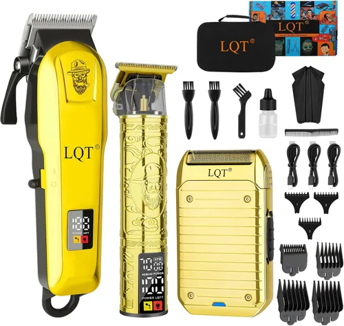 Miniatura 7 de Juego de cortapelos y recortadores para hombres, recortadora de pelo y barba profesional inalámbrica con palanca ajustable y gran capacidad