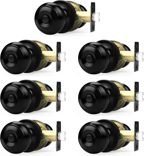 Miniatura 11 de Probrico - Perillas de puerta de negro mate, manijas de puerta con cerradura y perilla, manijas de puerta interior sin llave para baño y dormitorio