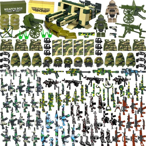 390+ Piezas Paquete de Armas Militares Juguetes de Bloques de Construcción Conjunto de Armas del Ejército Conjunto de Equipo de Soldado Kits de
