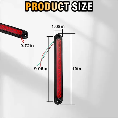 Miniatura 2 de GLSOWEE 2PCS Barras de Luz LED Trasera de Remolque de 10", Conjunto de Luz Trasera de Parada y Giro de 12 a 24 Voltios, Luces de Identificación