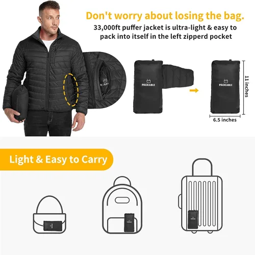Miniatura 2 de 33,000ft Chaqueta acolchada ligera y plegable para hombre