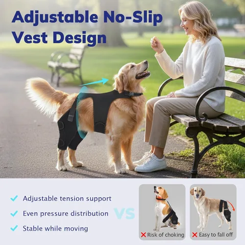 Miniatura 4 de Rodillera para perro para pierna trasera de ACL desgarrada, soporte de pierna de perro con estabilizadores de metal para desgarro CCL, limpado