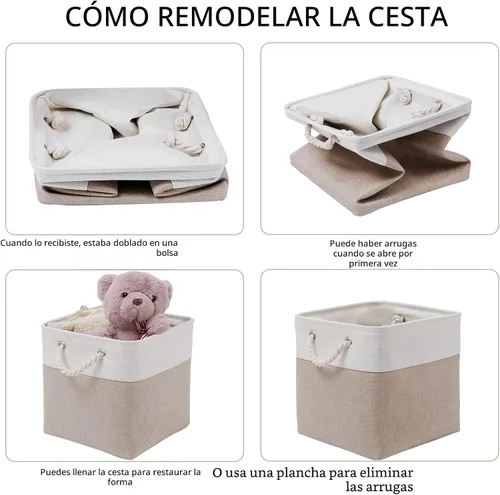 Miniatura 4 de MidmmVick Contenedores de almacenamiento de cubos de 11 x 11 pulgadas, paquete de 6 cubos de almacenamiento plegables grandes de tela con cuerdas