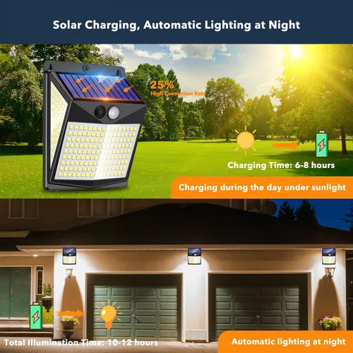 Miniatura 6 de Luces solares para exteriores con sensor de movimiento - Lámparas solares con detector de movimiento para exteriores, 238 LED con iluminación
