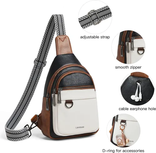 Miniatura 5 de Leresas Bolso bandolera de 7L para mujeres y hombres, de cuero vegano, bolsos cruzados, riñonera, monedero, mochila sobre el hombro, bolsa antirrobo
