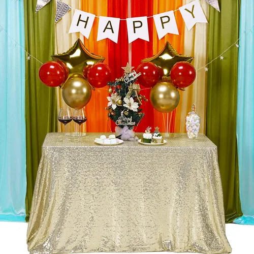 Miniatura 15 de Mantel de lentejuelas color azul bebé de 120 pulgadas redondo con purpurina, secuencia metálica, para fiesta de cumpleaños, baby shower, boda