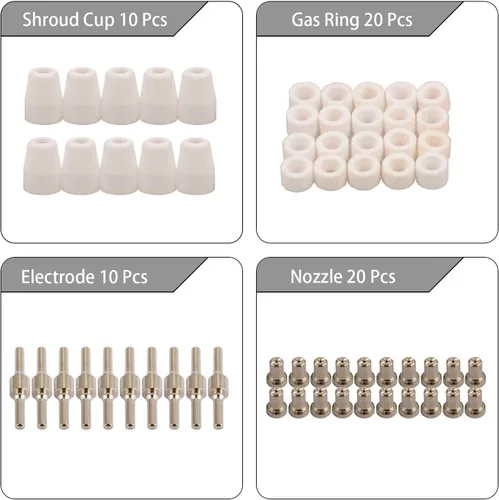 Miniatura 2 de 60pcs PT-31 Niquelado Extendido Aire Plasma Boquilla de Corte Electrodo Consumibles Fit CUT-40 CUT-50D CT-312