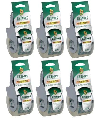 Miniatura 6 de Duck EZ Start - Cinta de embalaje transparente con dispensadores, paquete de 6 cintas de embalaje silenciosas y fáciles de iniciar para cajas