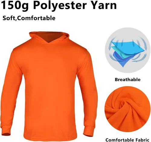 Miniatura 5 de VENDACE Camisas de manga larga de seguridad de alta visibilidad para hombre, paquete de 3 camisas de trabajo de construcción con capucha