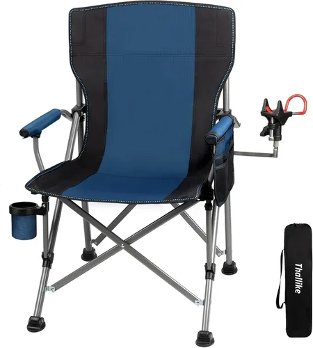 Silla de pesca con soporte de caña ajustable de 360° mejorado, sillas plegables de pesca en hielo para adultos, silla de camping portátil con