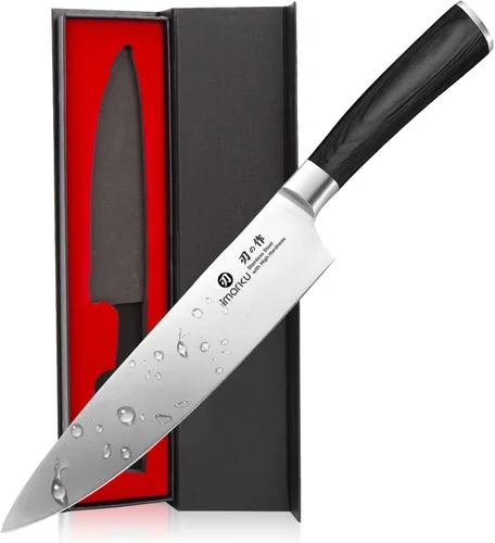 Miniatura 16 de imarku Cuchillo de chef profesional japonés de 8 pulgadas, cuchillo de pelar de acero inoxidable de alto carbono, mango ergonómico, afilado, borde