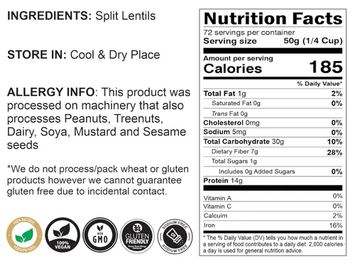 Miniatura 3 de Rani Masoor Dal (lentejas rojas indias) gramo dividido, 128 onzas (8 libras) 8.0 lbs, a granel ~ todo natural, apto para gluten, sin OMG, vegano