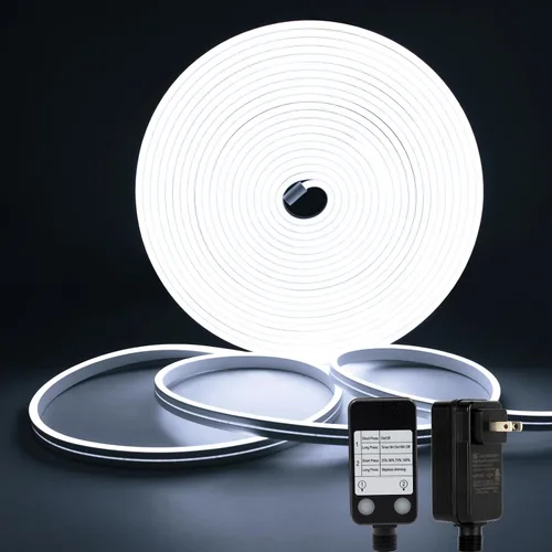 Miniatura 10 de DBFAIRY Luz de Cuerda de Neón Inteligente, 16.4 Pies Luces de Cuerda de Neón RGB que Cambian de Color IC con Aplicación Remota Sincronización