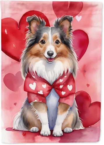 Miniatura 217 de Caroline's Treasures DAC5292CHF - Bandera de Border Collie My Valentine House para porche, grande, con manga para porche, para colgar en la pared