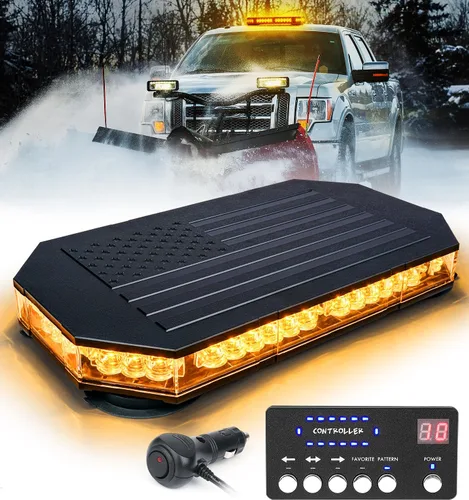 LUMENIX - Barra de luces estroboscópicas LED de 42 luces ámbar para techo, montaje magnético, luz de advertencia de emergencia, tráfico intermitente