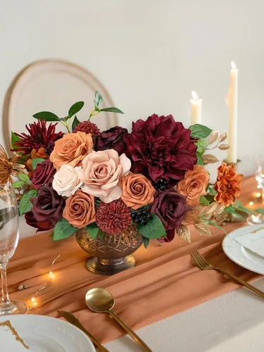 Miniatura 165 de FACINOC Ramos de Rosas Artificiales Naranjas, Juego de Caja de Flores Artificiales con Tallos para DIY, Bodas, Despedidas de Soltera, Decoraciones