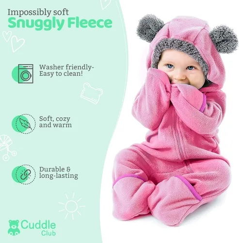 Miniatura 56 de Enterizo de vellón para bebé, rómper de una sola pieza con capucha para niños, ropa para exteriores, chaqueta infantil