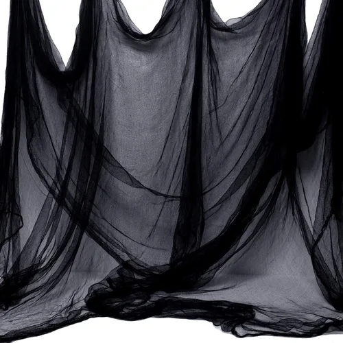 Niurui Tela espeluznante negra de Halloween de 315 x 79 pulgadas, decoración espeluznante de Halloween para casas encantadas, suministros de fiesta