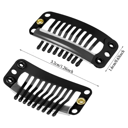 Miniatura 2 de WILLBOND 30 pinzas de extensión de cabello de 1.260 in y 9 dientes, pinzas de presión, peine pequeño, accesorios de peluca para mujer, bricolaje