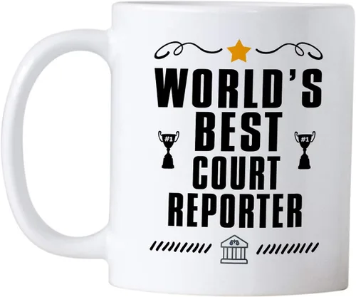 Miniatura 2 de Casitika Regalos para reportero de la corte. Taza de café de informes judiciales de 11 onzas. El mejor reportero del mundo. Idea de regalo