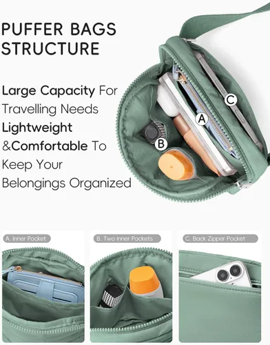 Miniatura 124 de WESTBRONCO Riñoneras para mujeres y hombres, bolsa para cinturón con bolsillos con cremallera, riñoneras modernas, bolsas cruzadas ligeras de 1