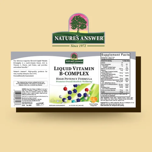 Miniatura 2 de Nature's Answer Vitamina Líquida B-Complex Apoya Niveles de Energía Saludables Promueve la Función Nerviosa Saludable Sabor Natural a Mandarina