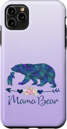Miniatura 13 de Teal Blue Purple Floral Mama Bear and One Cub Silver Purple Case for iPhone 17