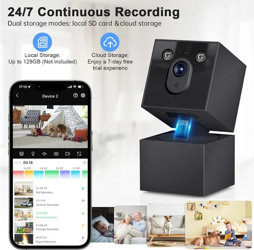 Miniatura 7 de Cámara interior - Cámara WiFi 5G y 2.4G para seguridad del hogar, cámaras de seguridad 2K para perro/mascota/bebé, panorámica/inclinación de 360°