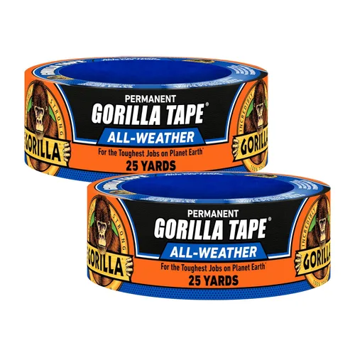 Miniatura 12 de GORILLA - Cinta adhesiva para todo tipo de clima, negra, 1.88 pulgadas x 25 yardas (paquete de 25) - Cinta impermeable resistente a los rayos UV y a