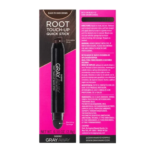 Miniatura 2 de EVERPRO Gray Away Root Touchup Quick Stick, Negro/Marrón Oscuro, 0.1 Oz