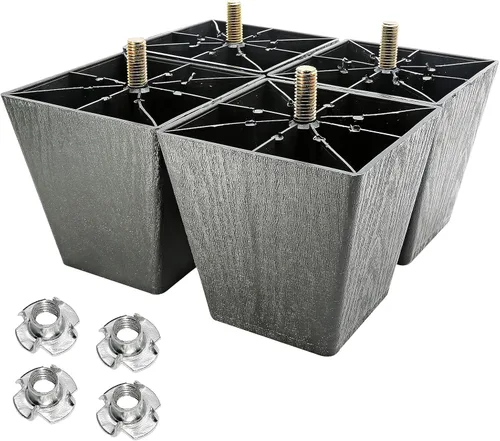 Miniatura 11 de Murtenze 4 patas de plástico para sofá de 2 pulgadas, patas de repuesto negras para sofá, patas redondas para muebles con pernos M8 para sofá