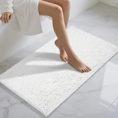 Miniatura 65 de Yimobra Alfombras lavables para baño, alfombra de baño de chenilla súper suave y absorbente para piso y alfombra, alfombra antideslizante de secado
