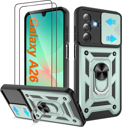 Miniatura 104 de ATUMP Funda para T-Mobile Revvl V Plus 5G con protector de pantalla HD con cubierta de cámara deslizante, soporte de anillo de rotación de 360° Negro