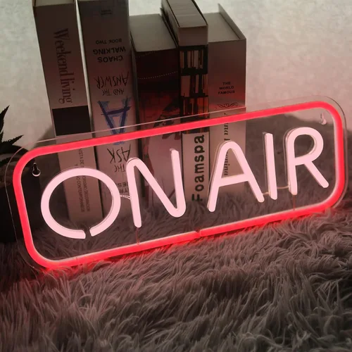 Miniatura 6 de ON AIR Letrero de luces LED de neón, luz nocturna decorativa brillante para radio, televisión, video, podcast, fiesta, pared, dormitorio, club, 16 x