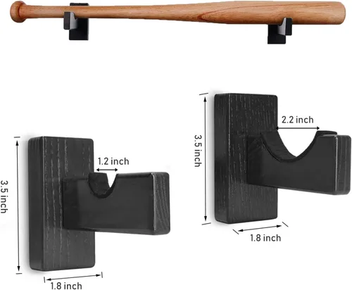 Miniatura 2 de Orga'Neat Estuche de exhibición para bate de béisbol, soporte de pared para bate colgador, estante horizontal de árbol de fresno sólido hecho a mano