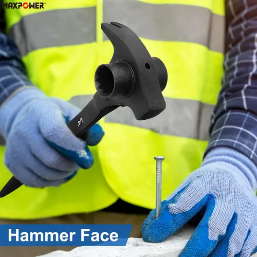 Miniatura 5 de MAXPOWER Llave de trinquete de andamio de 3/4 x 7/8 pulgadas, llave Spud Podger, funciones multifuncionales con barra de palanca de garra y cara